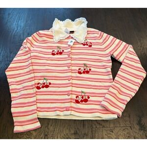 WDW Minnie Mouse Cherry Cardigan Button Sweater xLarge Disney Her Universe